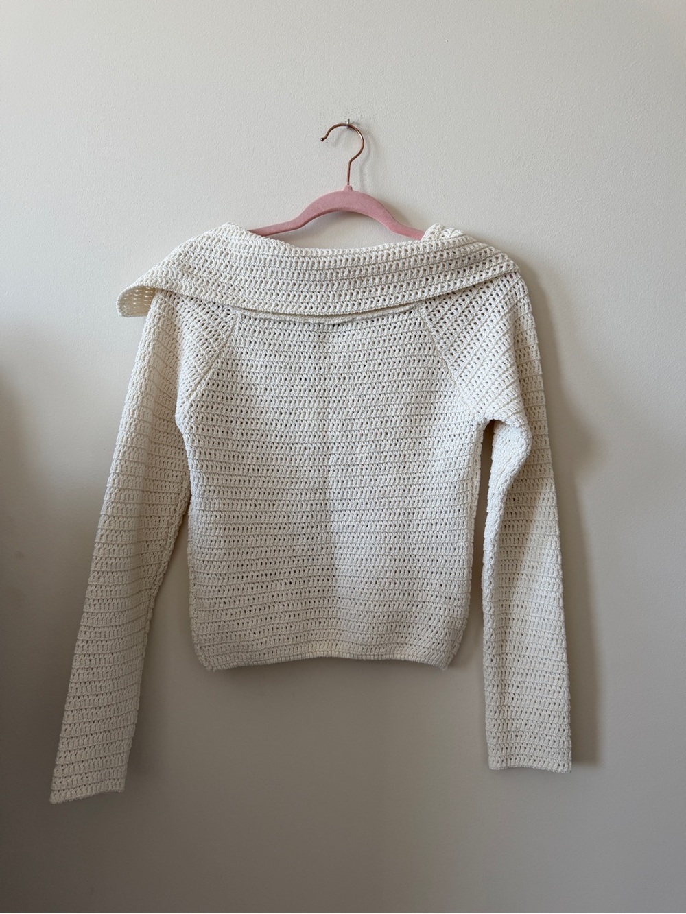 NWT Zara Cream Crocheted Off the Shoulder Button-Front Cardigan Sweater - Picture 8 of 8